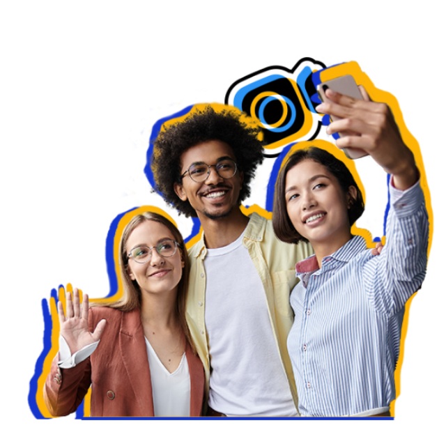 People taking selfie