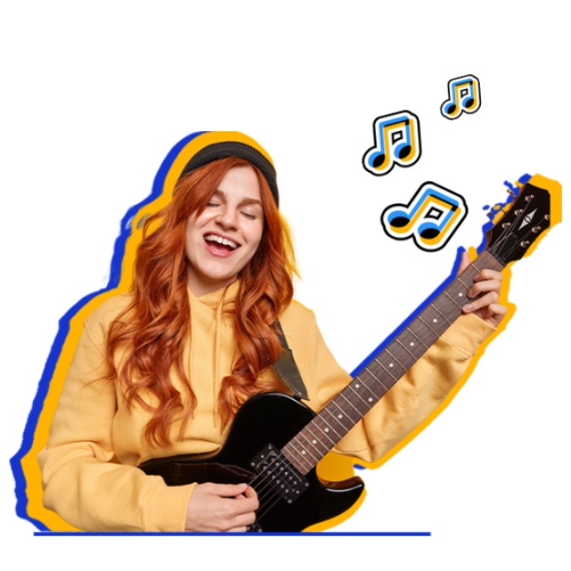A woman signing and playing a guitar